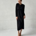 Купить черное женское платье миди с длинным рукавом (размер 42-58) по скидке