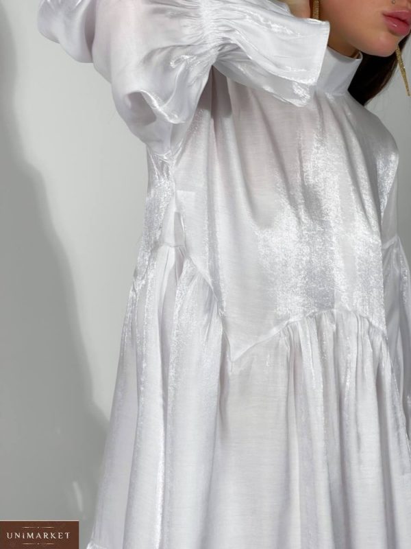 Приобрести на корпоратив женское платье оверсайз из шелковой органзы (размер 42-48) белое