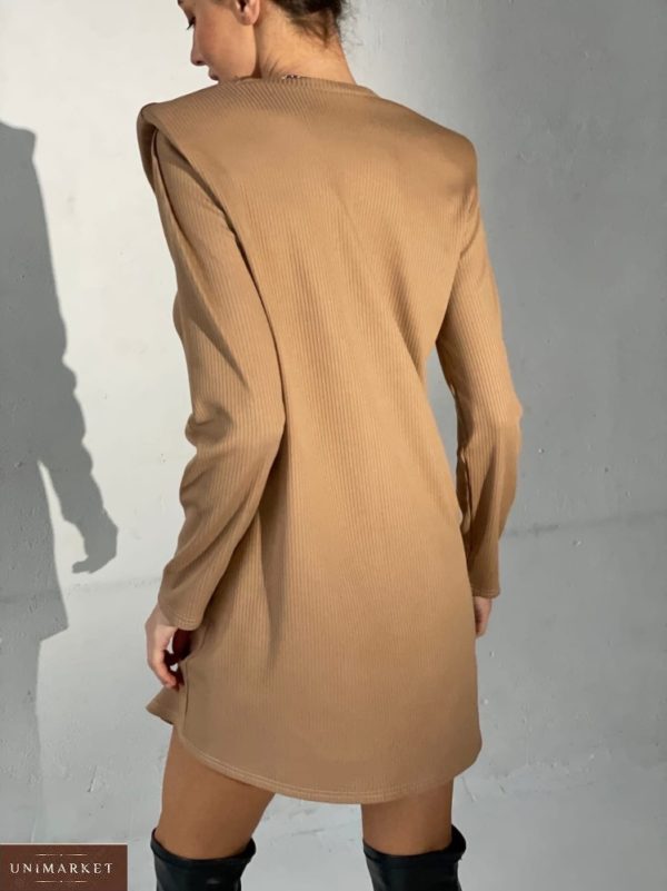 Купити бежеву жіночу трикотажну сукню з плічками (розмір 42-52) в Україні