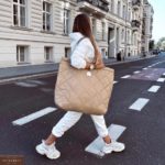 Купити бежеву жіночу велику сумку-шоппер онлайн