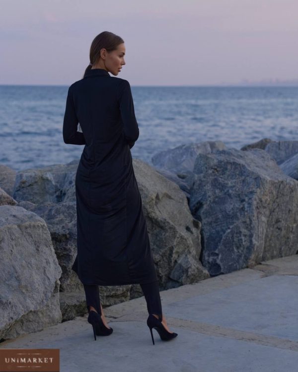 замовити жіночу довгу сукню сорочку чорного кольору недорого онлайн