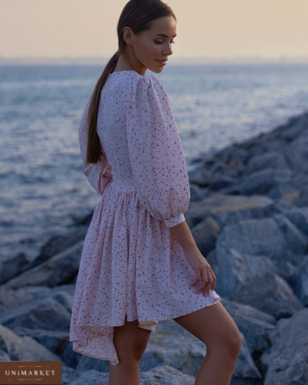 купить воздушное женское платье розовое с принтом недорого в онлайн магазине