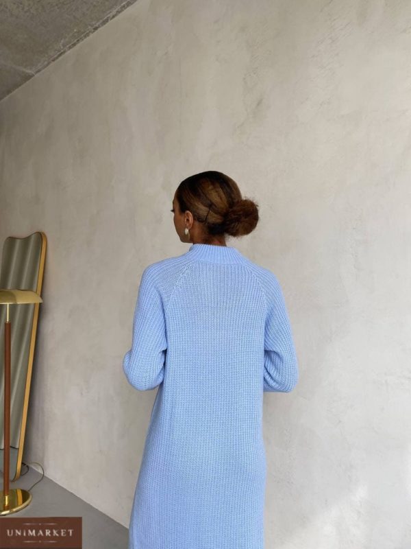 заказать зимнее платье без швов вязанное голубого цвета с доставкой по Украине