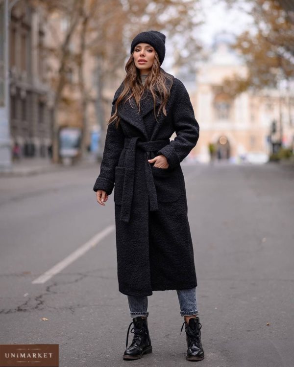 замовити чорне зимове жіноче пальто з підкладкою недорого з доставкою