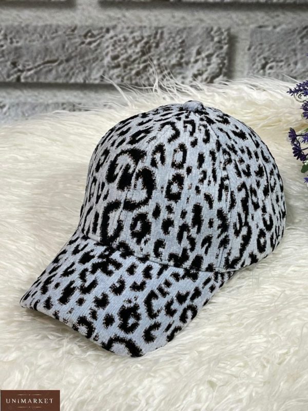 Купить черно-белую женскую вельветовую кепку с тигровым принтом недорого