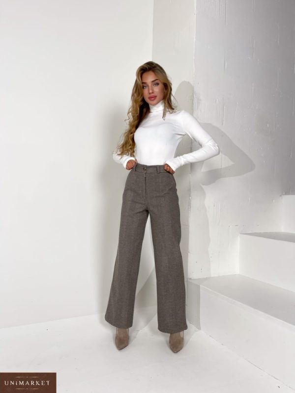 Купить цвета мокко шерстяные классические брюки (размер 42-48) для женщин онлайн