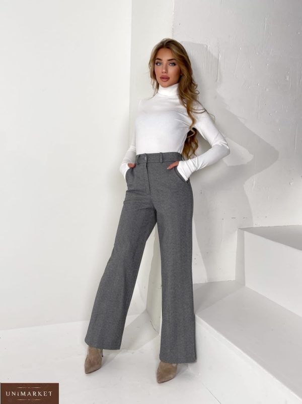 Заказать серые женские шерстяные классические брюки (размер 42-48) в интернете