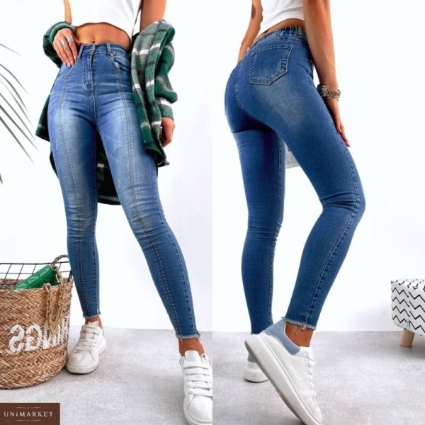 Заказать недорого синие джинсы скинни со стразами для женщин