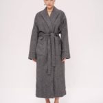Купити по знижці довге сіре пальто-кімоно (розмір 42-48) для жінок