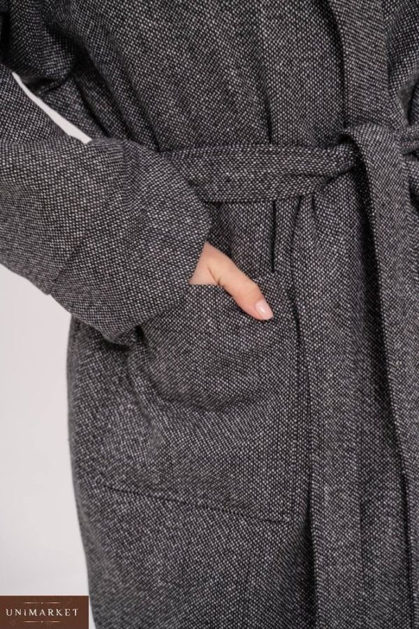 Купить недорого серое длинное пальто-кимоно (размер 42-48) для женщин