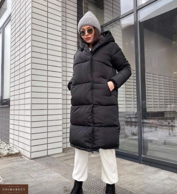 Замовити чорну жіночу теплу куртку на синтепоні онлайн