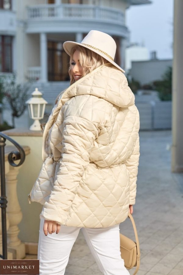 Купити беж жіночу Куртка-шубка двостороння (розмір 48-58) в Україні