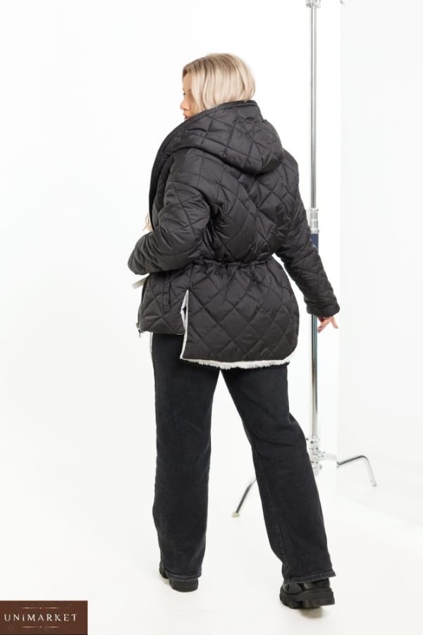 Заказать черного цвета женскую Куртка-шубка двухсторонняя (размер 48-58) дешево