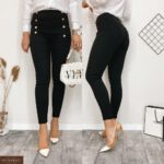 Замовити онлайн жіночі легінси з гудзиками (розмір 42-48) чорного кольору