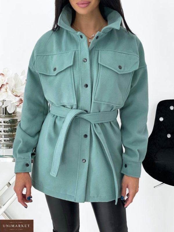Купити оливка кашемірове пальто укорочене (розмір 42-52) для жінок