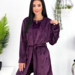 Купити недорого фіолетову велюрову піжаму трійка (розмір 42-52) для жінок