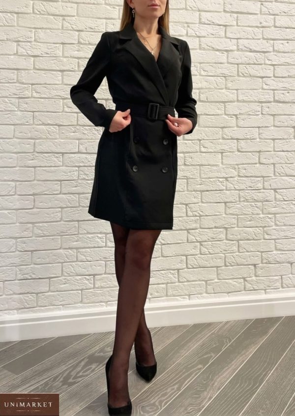 Приобрести дешево черное двубортное платье-пиджак для женщин