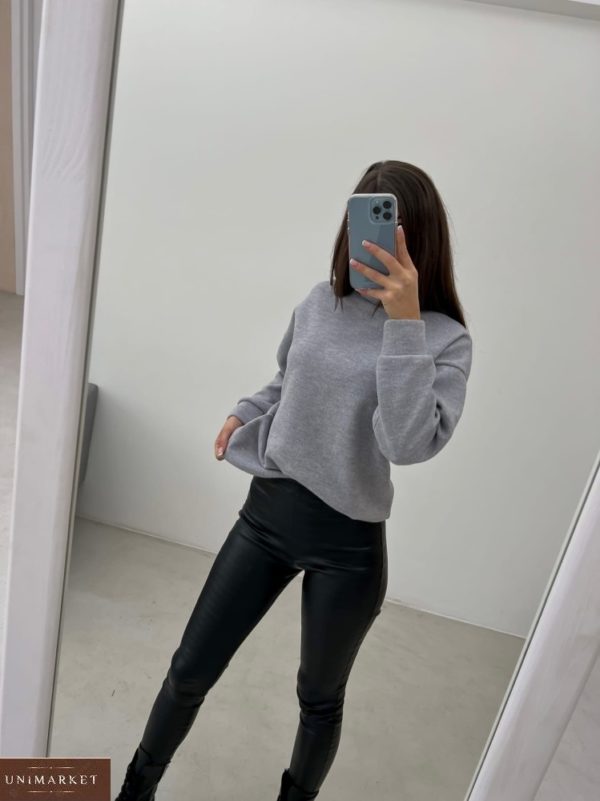 Купити недорого сірий вільний светр з ангори (розмір 42-48) для жінок