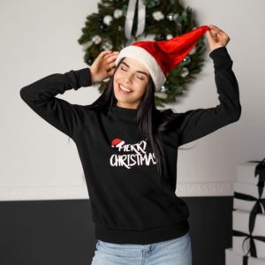 Заказать черный женский свитшот Merry Christmas (размер 42-48) в Украине