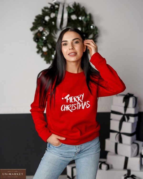 Купить красный свитшот Merry Christmas (размер 42-48) для женщин онлайн