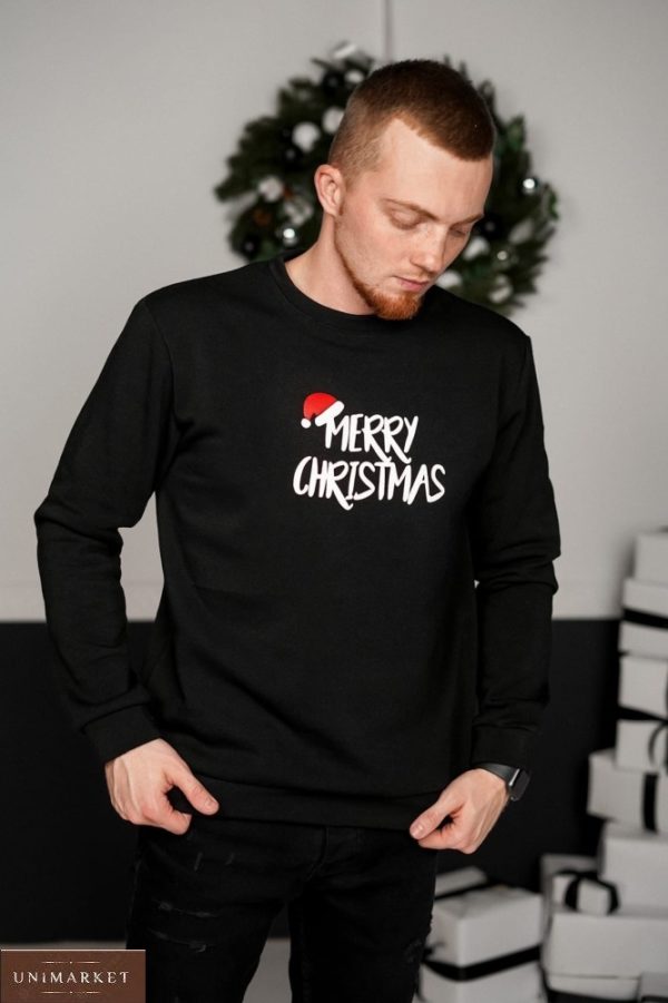 Купити онлайн чорний світшот Merry Christmas для чоловіків