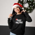 Купить черный свитшот Merry Christmas (размер 42-48) для женщин онлайн