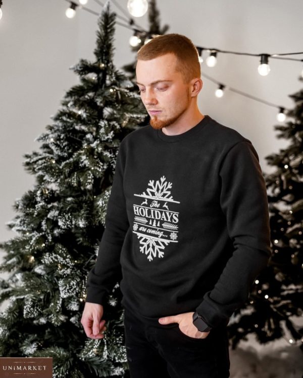 Купить онлайн черный свитшот на флисе Holidays для мужчин