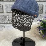 Заказать в интернете синюю шапку бини из микровельвета для женщин