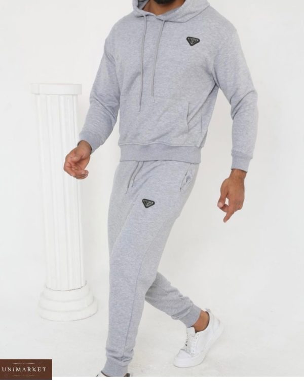 Купити чоловічий сірий спортивний костюм Prada онлайн