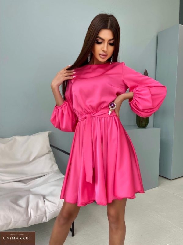 Заказать выгодно розовое шелковое коктейльное платье (размер 42-48) для женщин