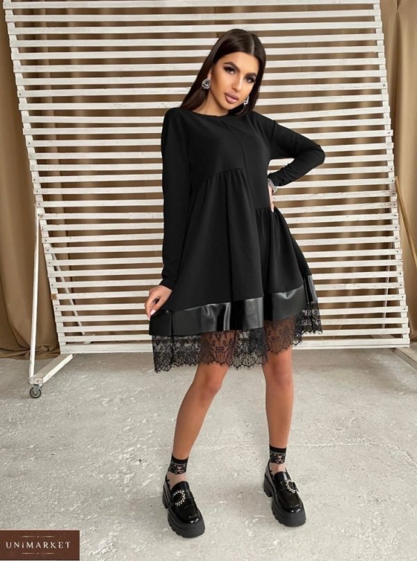 Заказать по скидке черное платье-разлетайка свободного кроя (размер 42-56) для женщин