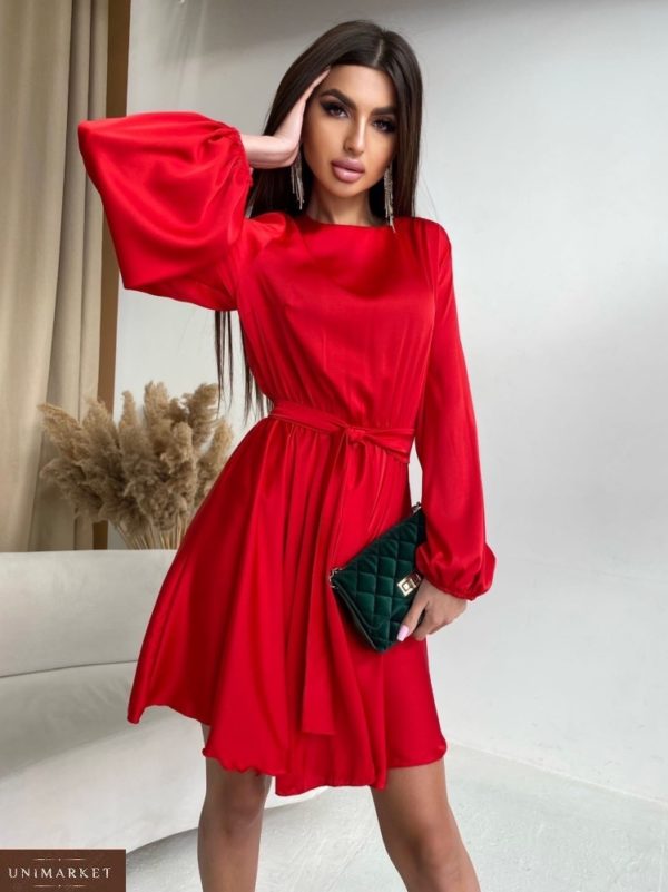 Заказать красное шелковое коктейльное платье (размер 42-48) дешево женское