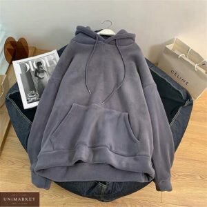 Купить выгодно серого цвета для женщин флисовый худи с капюшоном