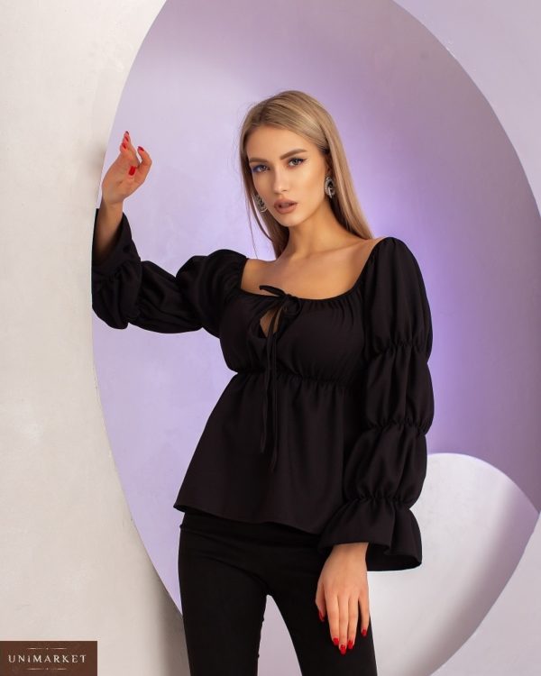 Приобрести женскую блузу с открытыми плечами (размер 42-52) черного цвета в Украине