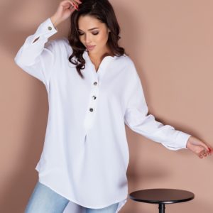 Купити жіночу білу блузку-туніку вільного крою (розмір 42-52) в інтернеті