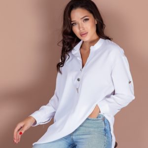 Заказать по скидке белую блузку-тунику свободного кроя (размер 42-52) для женщин