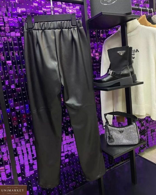 Заказать в интернете черные женские брюки на замше из эко кожи