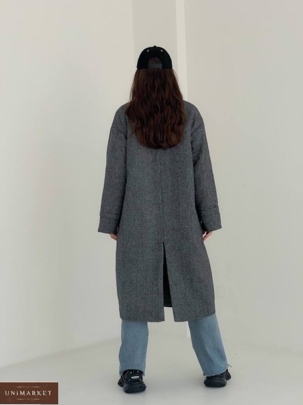 Приобрести в интернете серое твидовое пальто (размер 42-48) для женщин