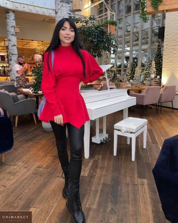 Купить красное платье женское с ассиметричной юбкой в Украине