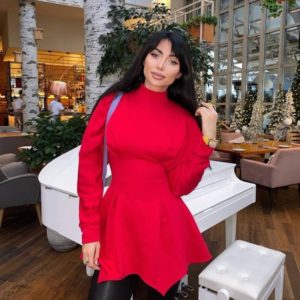 Заказать в Украине женское платье с ассиметричной юбкой красного цвета