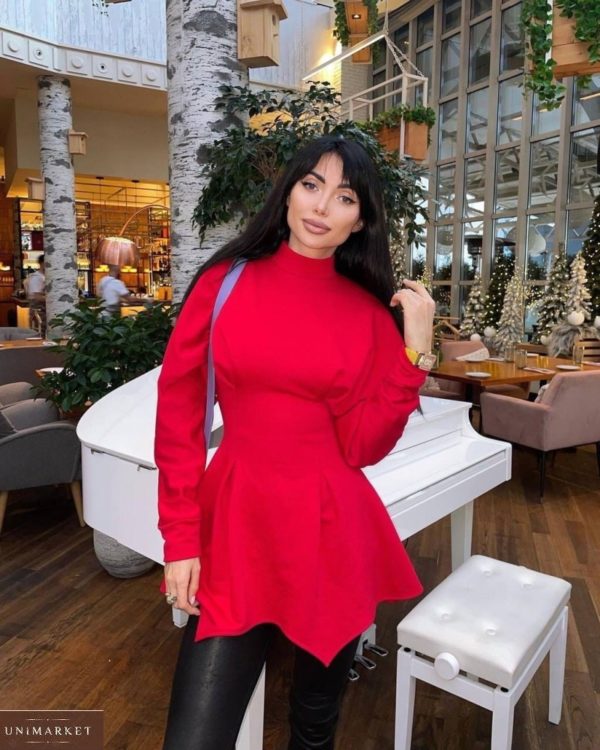 Заказать в Украине женское платье с ассиметричной юбкой красного цвета