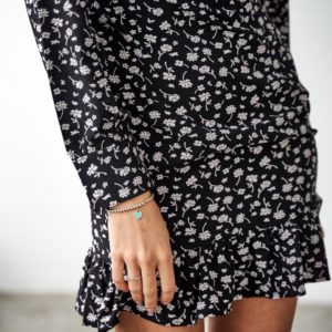 Заказать черное женское платье в цветочек с пуговицами (размер 42-48) недорого