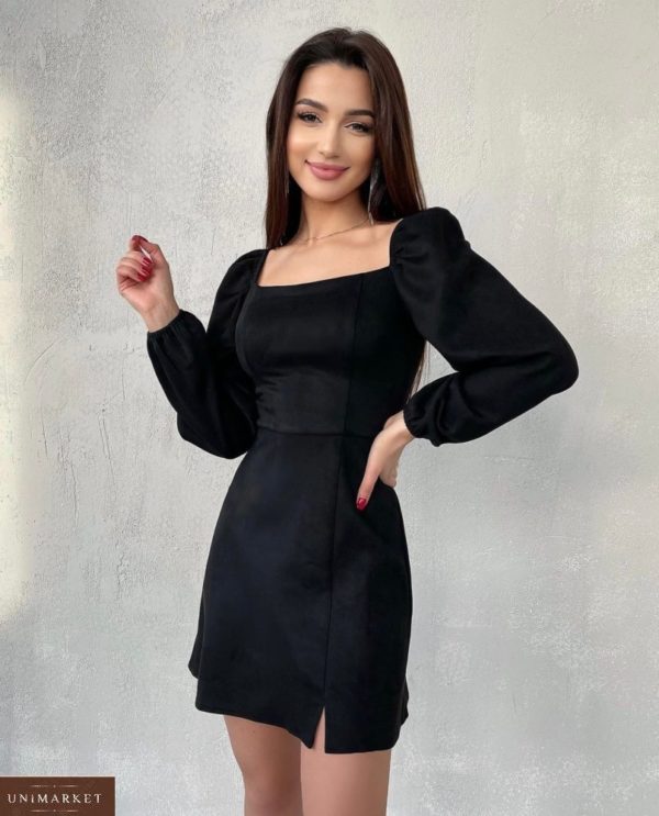 Купить онлайн черное замшевое платье (размер 42-48) для женщин