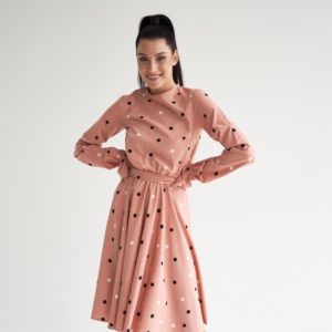 Приобрести женское платье в черно-белый горох (размер 42-48) розовое онлайн
