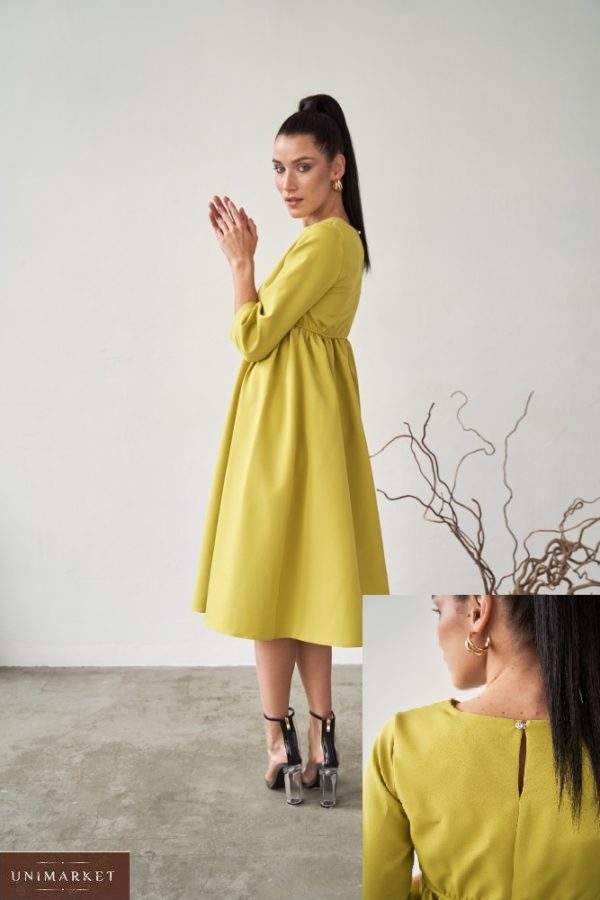 Замовити онлайн гірчиця вільна сукня міді (розмір 42-48) для жінок
