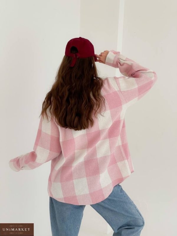 Приобрести по скидке розовую рубашку байковую (размер 42-48) женскую