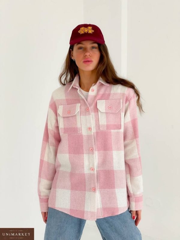 Замовити по знижці рожеву байкову сорочку (розмір 42-48) для жінок