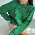 Заказать зеленый женский свитер крупной вязки недорого