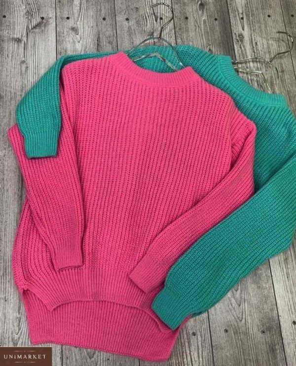 Купити в інтернеті рожевий, зелений светр великої в'язки для жінок