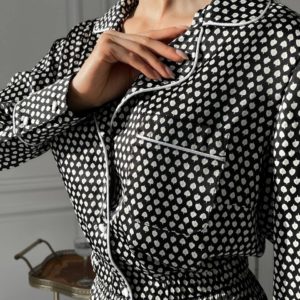 Купити зі знижкою Принтований костюм у піжамному стилі чорно-білого кольору жіночий